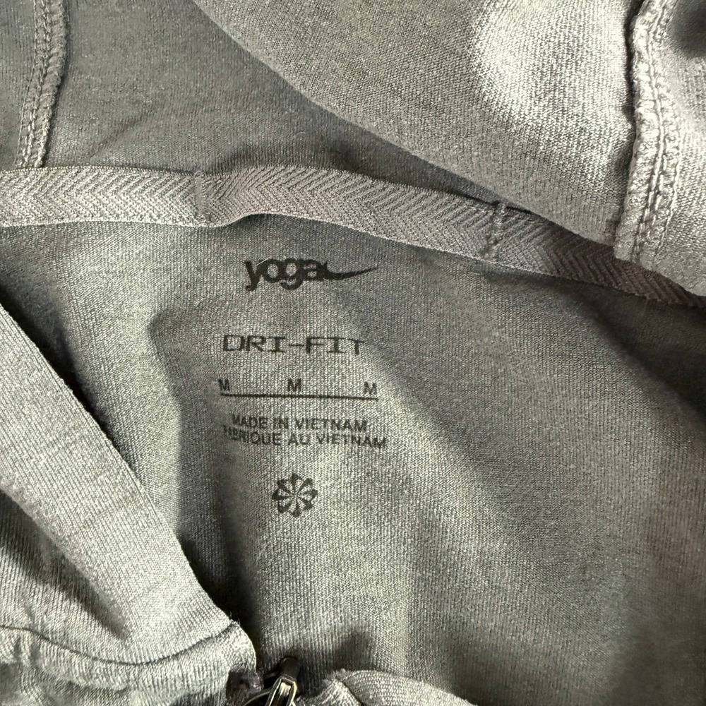 Nike Yoga Jacket Mens Medium Gray Full Zip Hoodie Gym Training Stretch - Picture 6 of 11